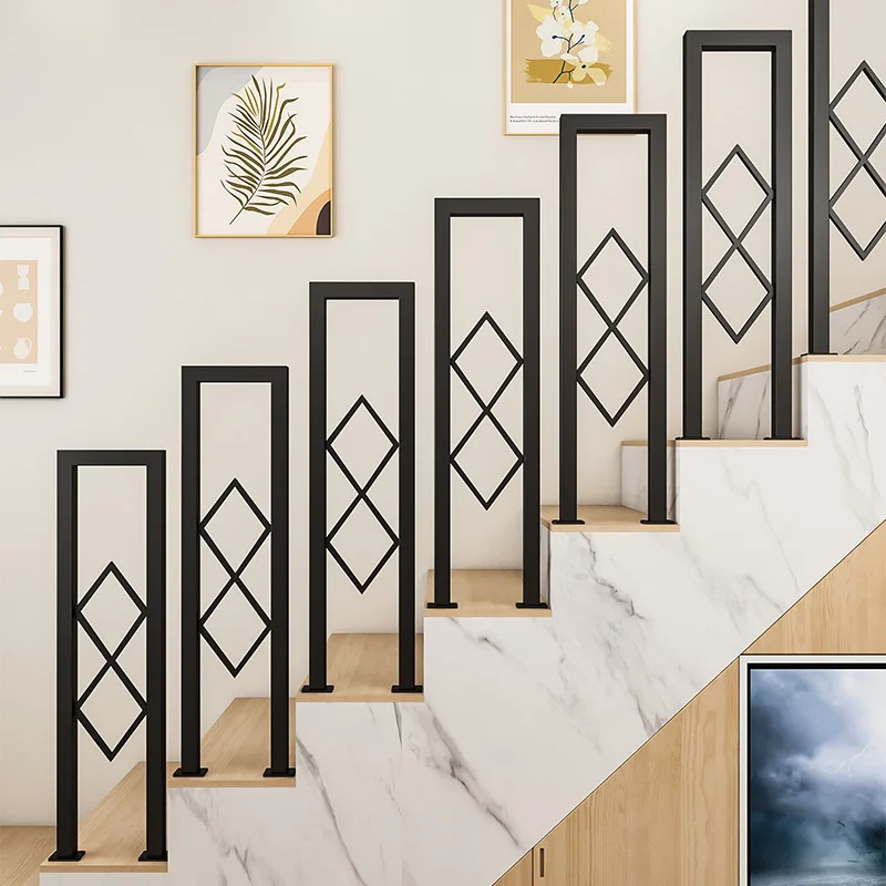 Handrails, stairs, railings, simple U-shaped Nordic wrought iron guardrail columns