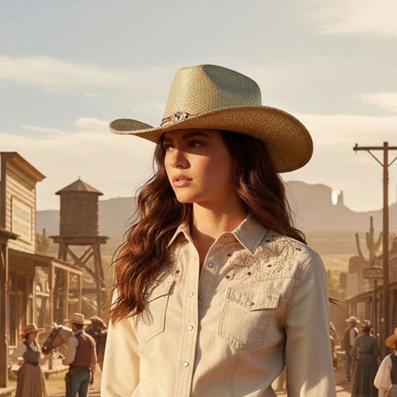 Sparkly Western Hats for Both Women And Men, Featuring Sequins And a Wide Brim, Complete with a Star Belt for Parties