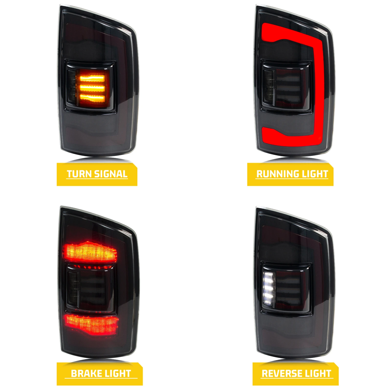 LED Tail Lights for Dodge Ram 3rd Gen 2002-2005 Sequential Signal Rear Lamps