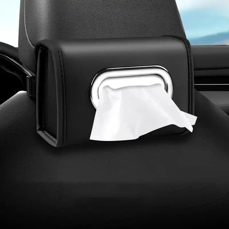 Multifunctional PU Leather Car Tissue Box Holder Center Console Armrest Hanging Napkin Storage Case Auto Interior Decor Accessor