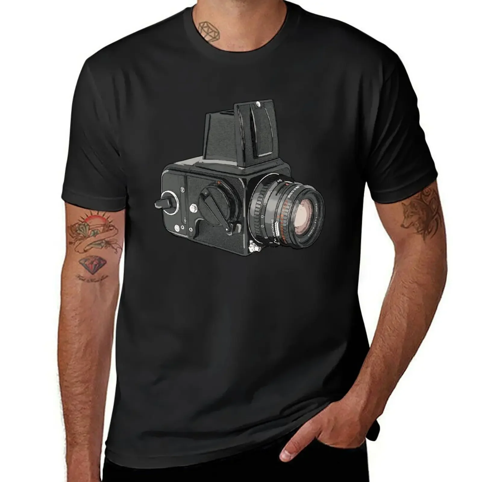 Camiseta con dibujo de cámara analógica Hasselblad, ropa de calle barata, camiseta personalizada vintage, camisetas para hombre, camiseta gráfica