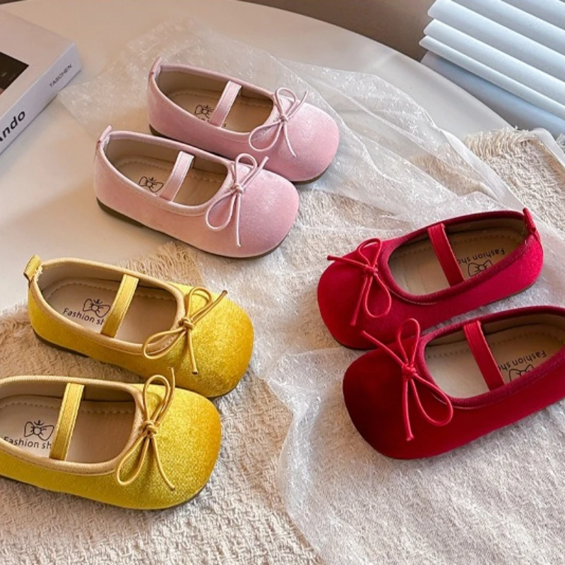 

Модные туфли для девочек с бантом, весна 2026, новые детские кожаные туфли, простые универсальные повседневные туфли без каблука для девочек, Zapatos De Mujer