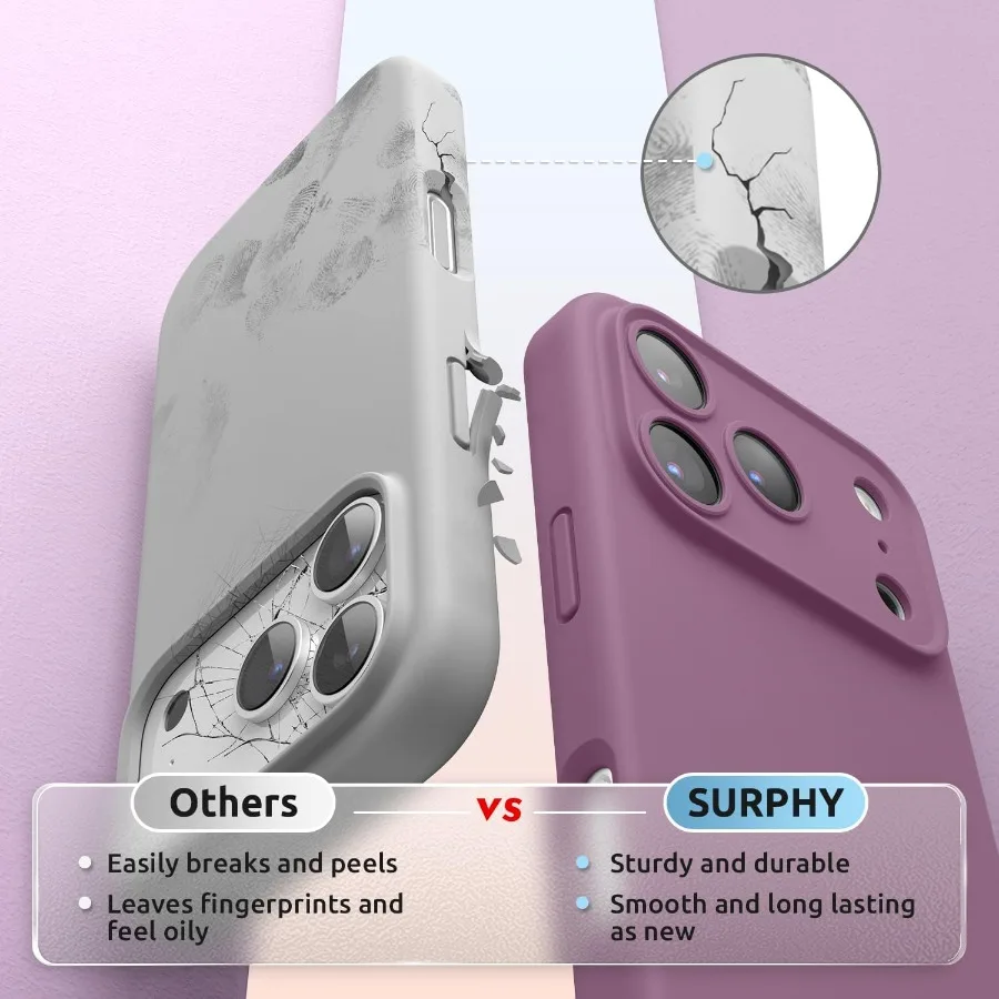 حافظة لهاتف آيفون 17 برو متوافقة مع حافظة هاتف MagSafe 6.3 بوصة 2025 من السيليكون السائل مع بطانة ناعمة من الألياف الدقيقة