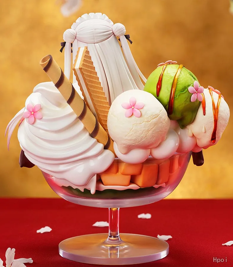 Anime White Jade Figure Ice Cream Wine Glass Shape Kimono Ver Model Toy Gift Collection Action Figure PVC Desktop Case Ornament