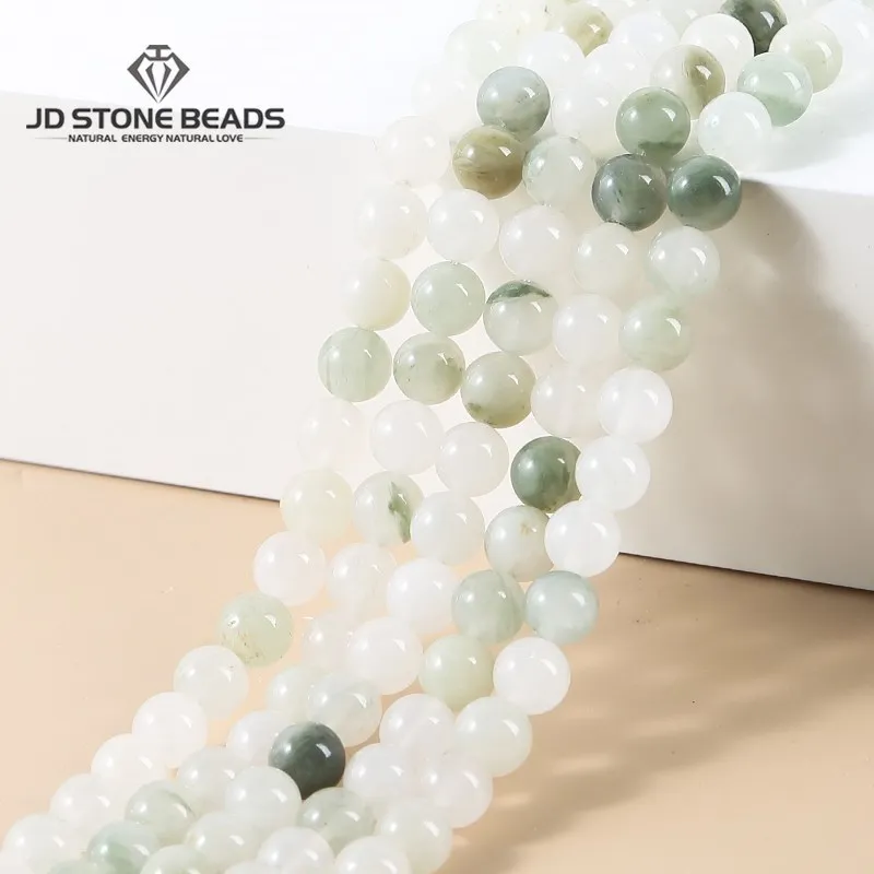 Natural Stone Ice Green Jade Beads Round Loose Spacer Emerald Gems Beads For Jewelry Making Bracelet Necklace Earring Accessory