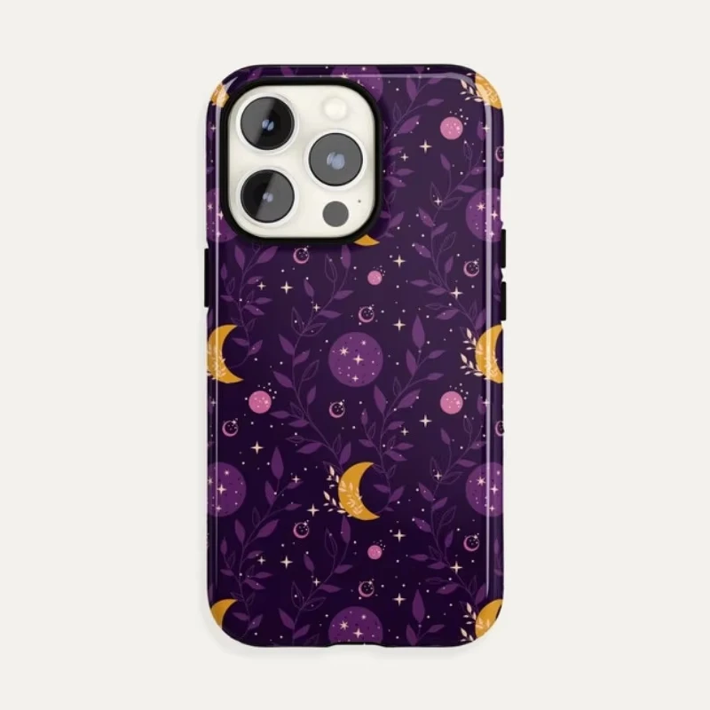 MOON Floral Phone Case For IPHONE 16 15PRO MAX 14 13 12 11 Acrylic TPU Two in one magnetic Phone Cases