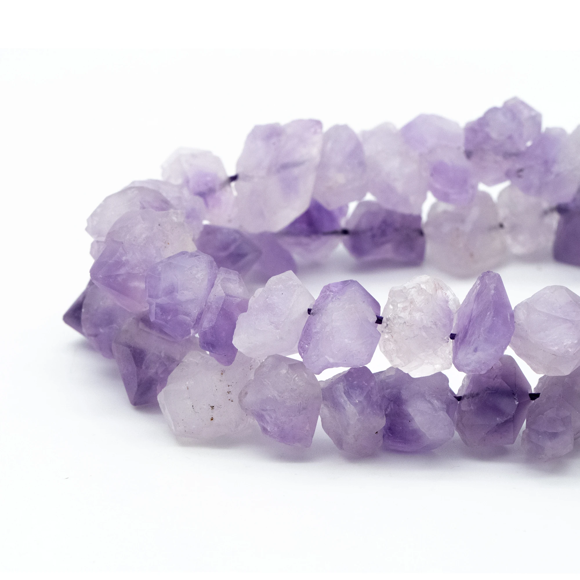 

Raw Amethyst Beads, Rough Crystal Nugget, Rough Purple Quartz Stones, 16 Inch Full Strand (TR-048)