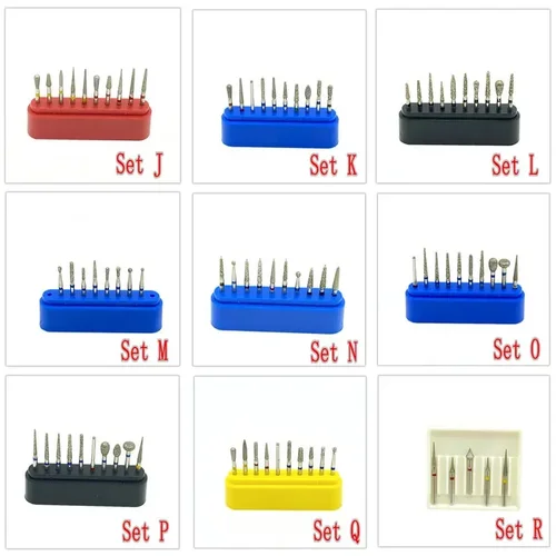 Imagen 2 del producto Taladro de fresas de diamante Dental, herramienta de pulido de dentista, pieza de mano de alta velocidad, 18 tipos de elección, 10 piezas por juego