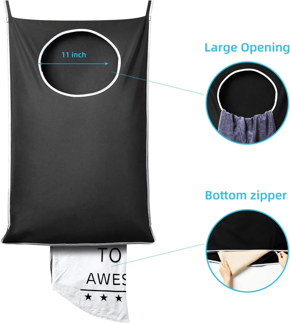 Large Waterproof Laundry Basket Foldable, Hanging Laundry Bag-Multi-Purpose Storage for Bathroom, Laundry Room