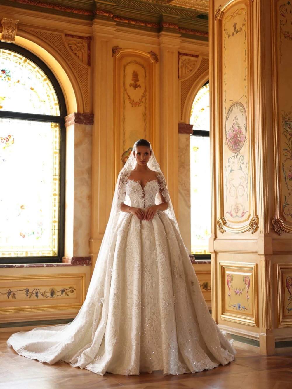 Borduren Parels Prinses Jurken Trouwjurk Dromerige Sweetheart Hals Bruidsjurk Nieuwe Aangepaste Luxe Jurken Voor Bruid