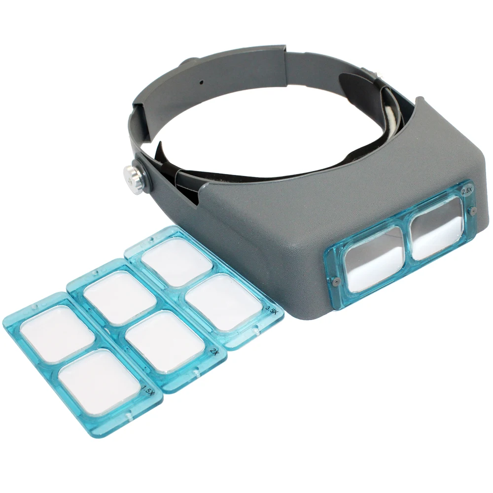 Double Lens Head-mounted Headband Reading Optivisor Magnifier Loupe Head Wearing 4 Magnifications