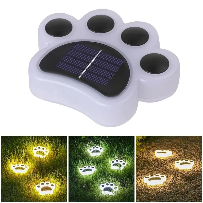 

LED Solar Garden Light Outdoor Waterproof Landscape Decoration Dog Cat Animal Paw Print Lights Path Lawn String Layout Lamps