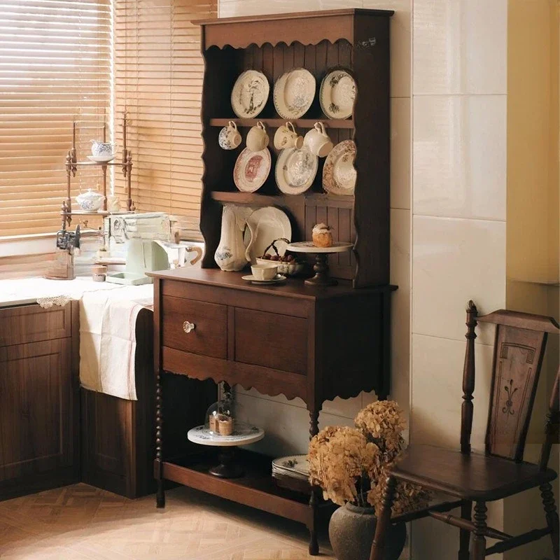 Medieval solid wood tableware  retro storage decorative  wine  dining side cabinet restaurant