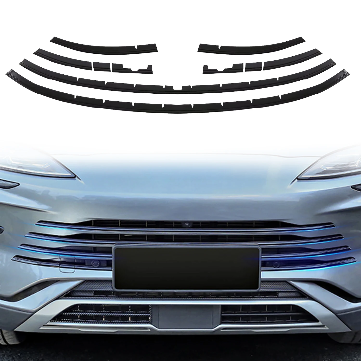 

For BYD Song Plus DM-i EV / Seal U/ Sealion 6 2023-2025 Car Exterior Front Center Grille Grill Molding Strip Decor Trim 8pcs