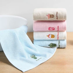 Cotton Baby Towel Cartoon Embroider Kids Bath Towels Soft Absorbent Washcloth Children Bathroom Shower Wipe Face Towel 25x50cm