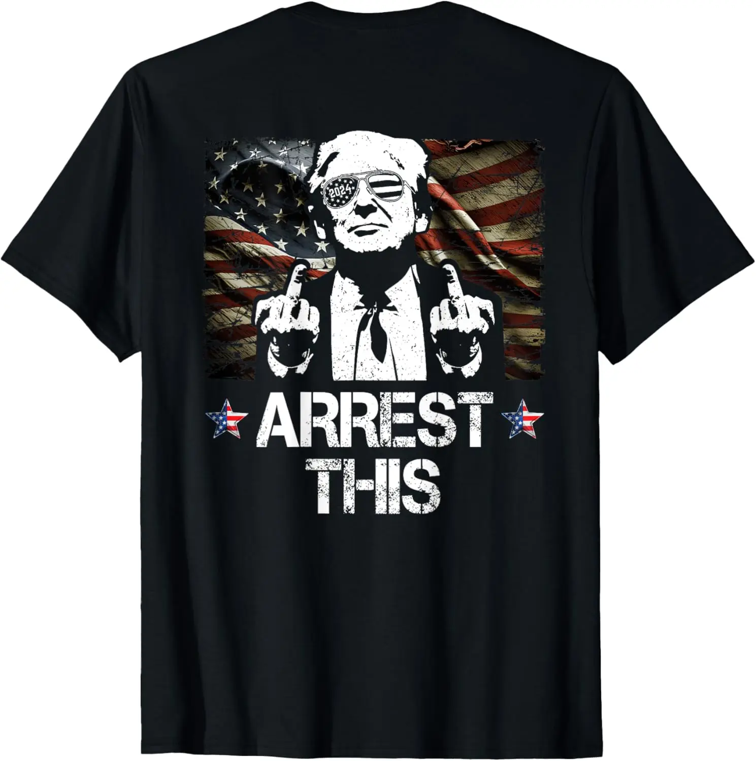 

Футболка Arrest This Trump Middle Fingers Pro Trump 2024 (на спине)