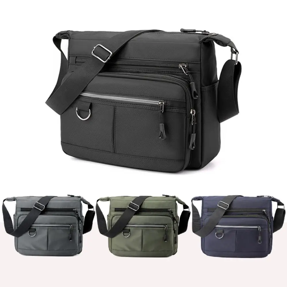 New Nylon Men's Shoulder Bag Waterproof Multiple Pockets Crossbody Bag Large Capacity Handbag Messenger Bag