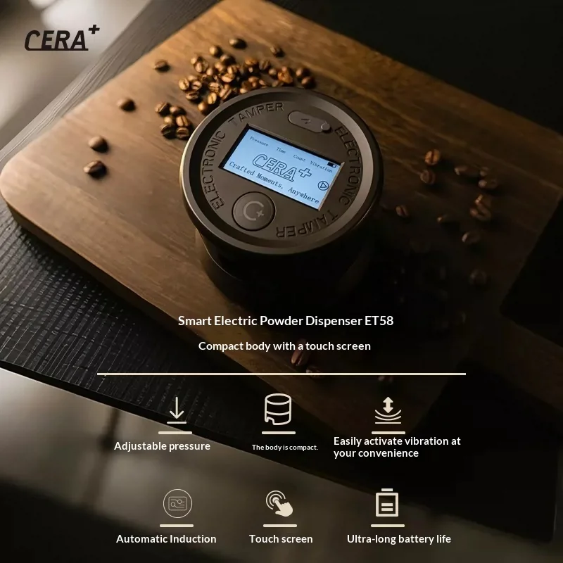 CERA Plus ET58 Electric Coffee Tamper Adjustable Constant Pressure Wireless 58Mm Automatic Distributor Touch Screen For Coffee