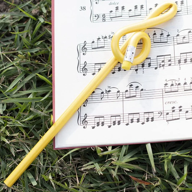 Students Note Pencils Musical Note Pencils With Eraser Colorful Music Pencils Wooden Treble Clef Bent Pencil