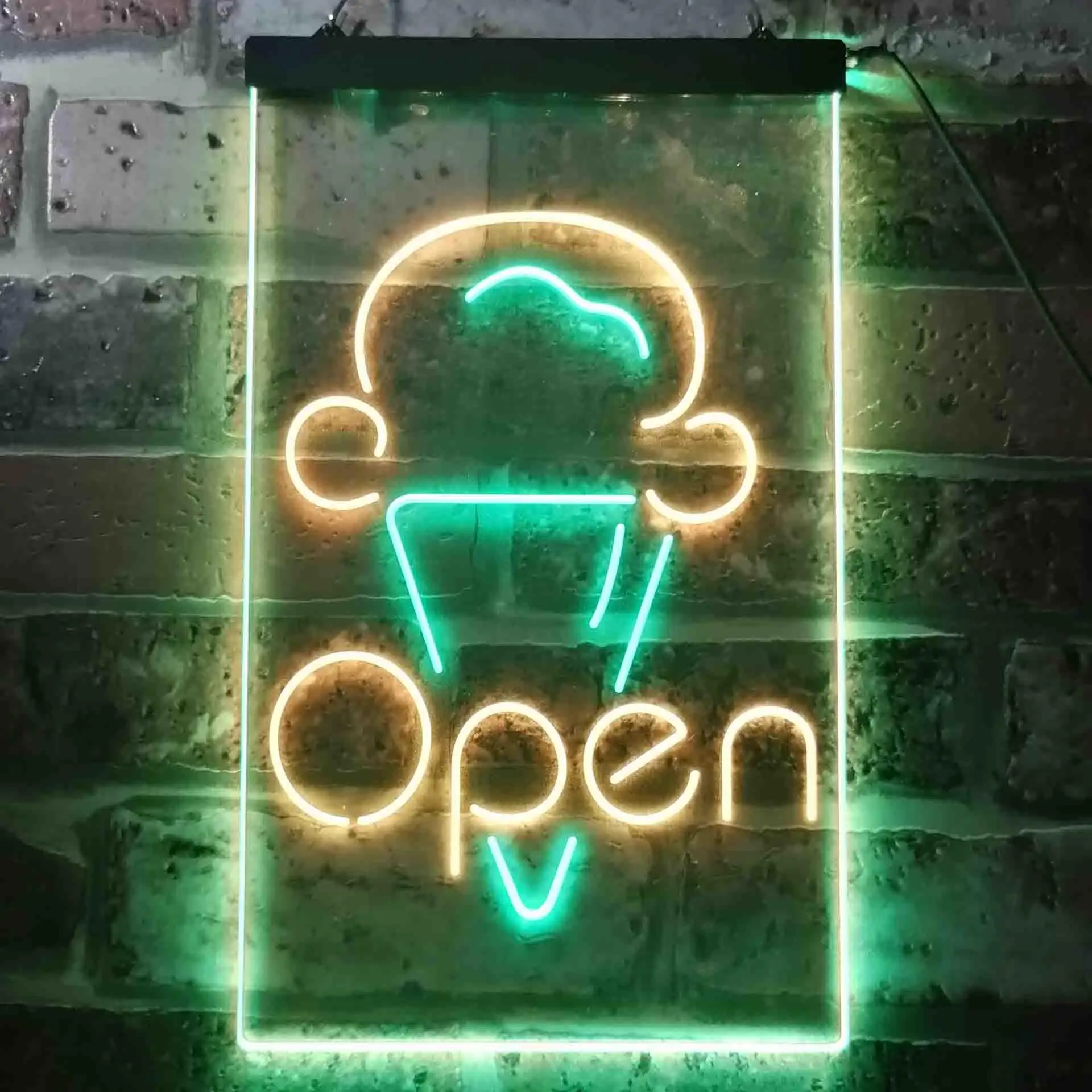 

Open. with Ice-Cream Cone Dual Color Led Neon Sign st6-i3601