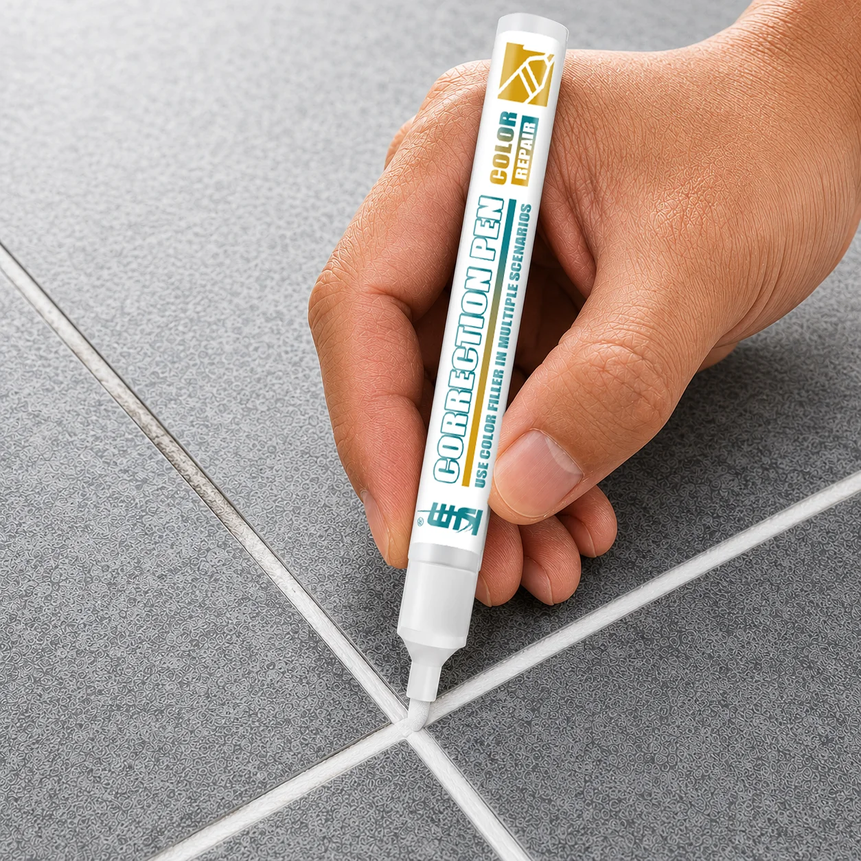 KJM Tile Grout Pen 20G White Grout Repair Marker Tile Gap Filler Touch Up Paint For Bathroom Kitchen Floor Wall Auto Interior