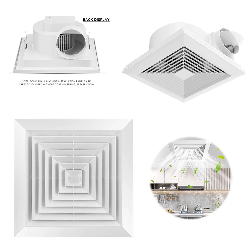 Integrated Ceiling Ventilation Fans White Powerful Silent Exhaust Fans Ceiling Mounted Exhaust Fan for Kitchen Bathroom Home