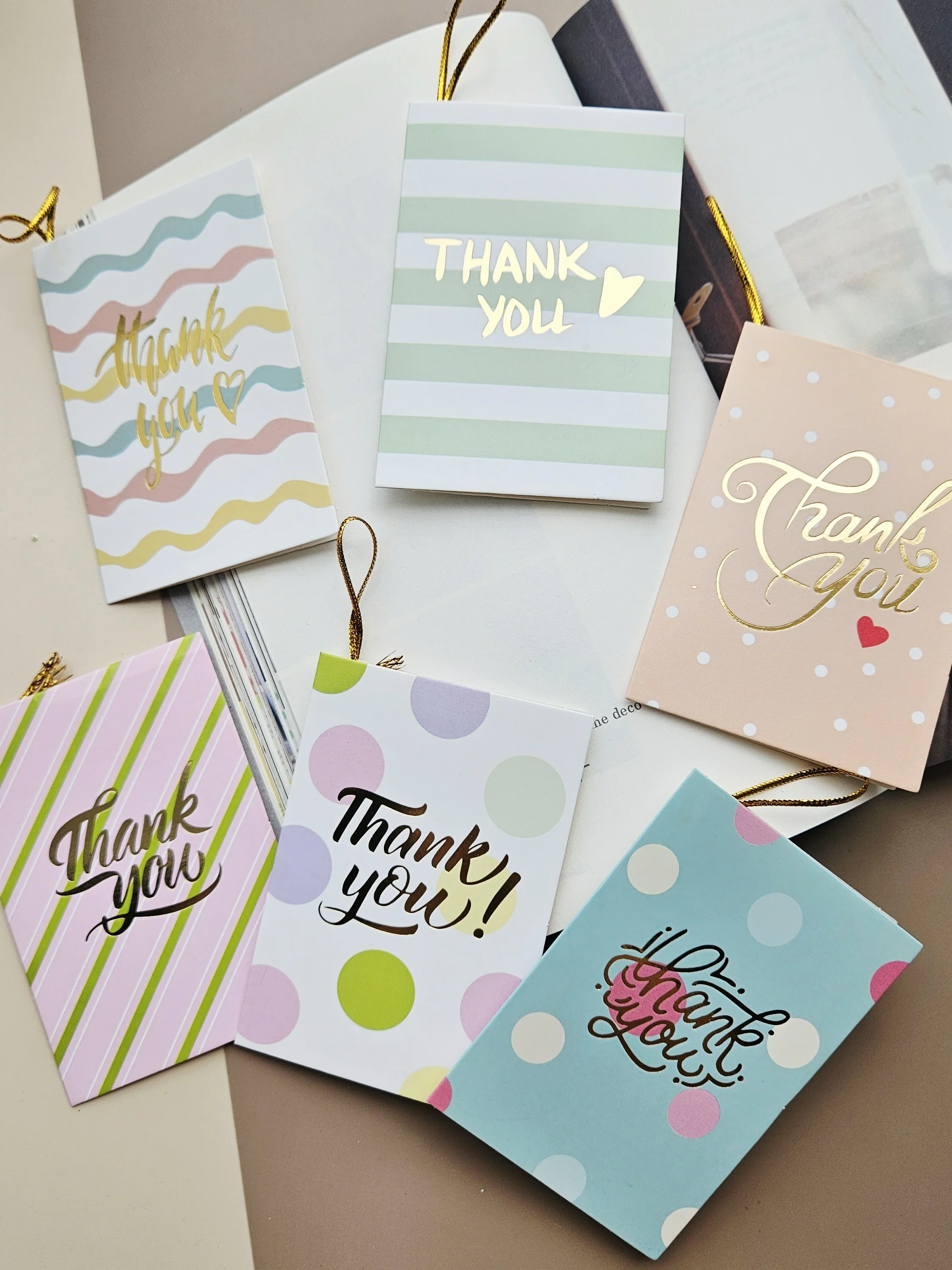 Tarjetas de felicitación con diseño de atitude natural, estampado dorado, llavero portátil, diseño festivo y sencillo, tarjetas con notas personalizadas