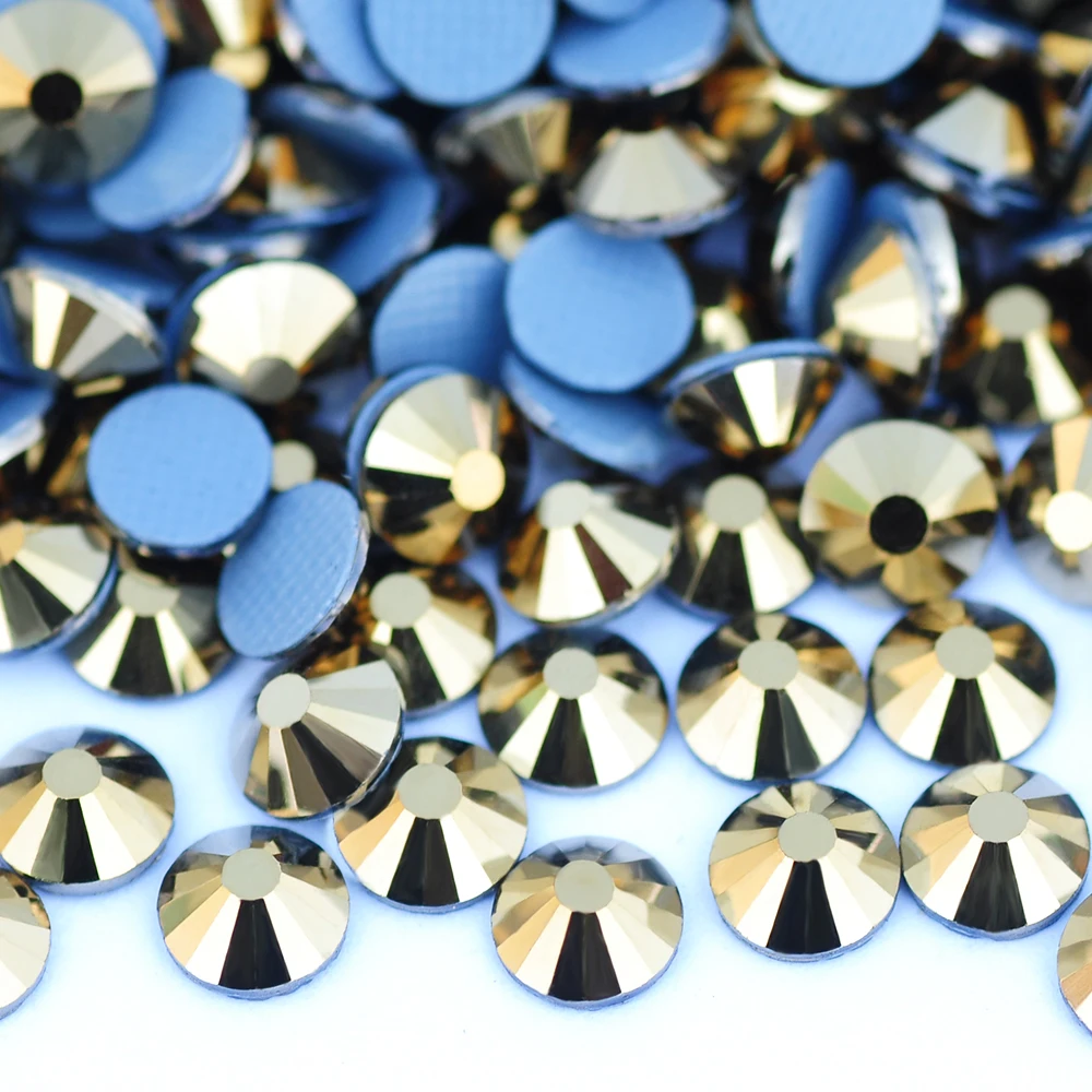 YANRUO 2058HF SS6-SS30 Aurum Flat Back Strass DIY Hotfix Crystal Glass Rhinestones For Garment Accessories