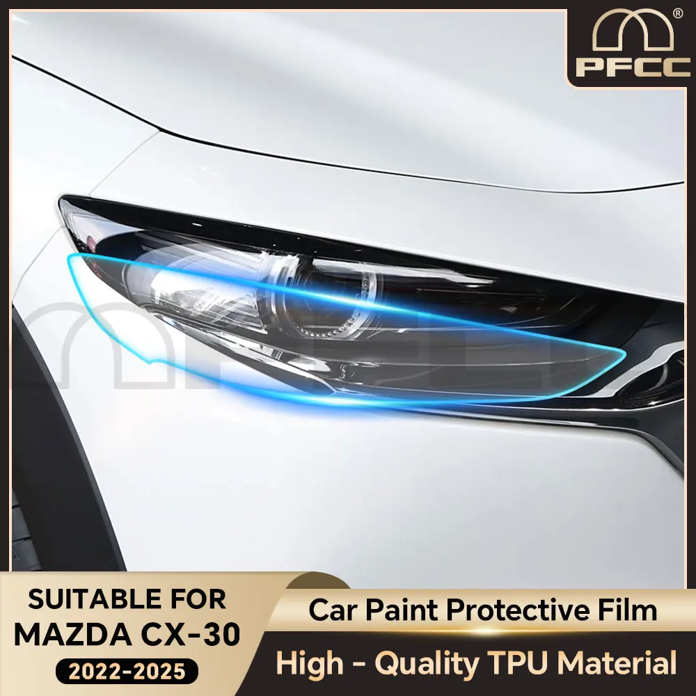 

For Mazda CX30 CX-30 2020-2025 Headlight Rearview Film B C Pillars Protection Film TPU Pre-cut Anti-scratch Repair Transparent