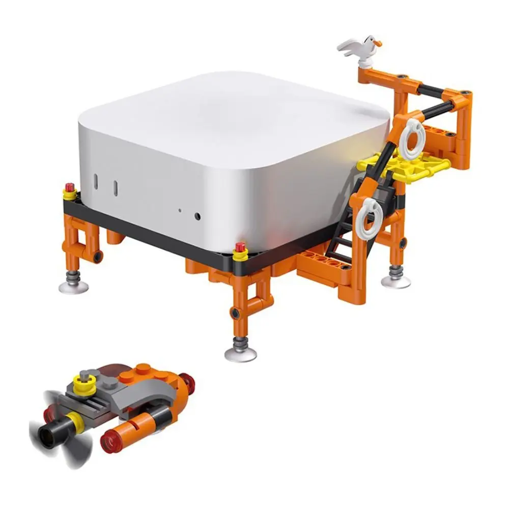 

Heightened Building Block Host Stand External Switch Button One-click Power On Desktop Holder for Mac Mini M4/M4 Pro 2024