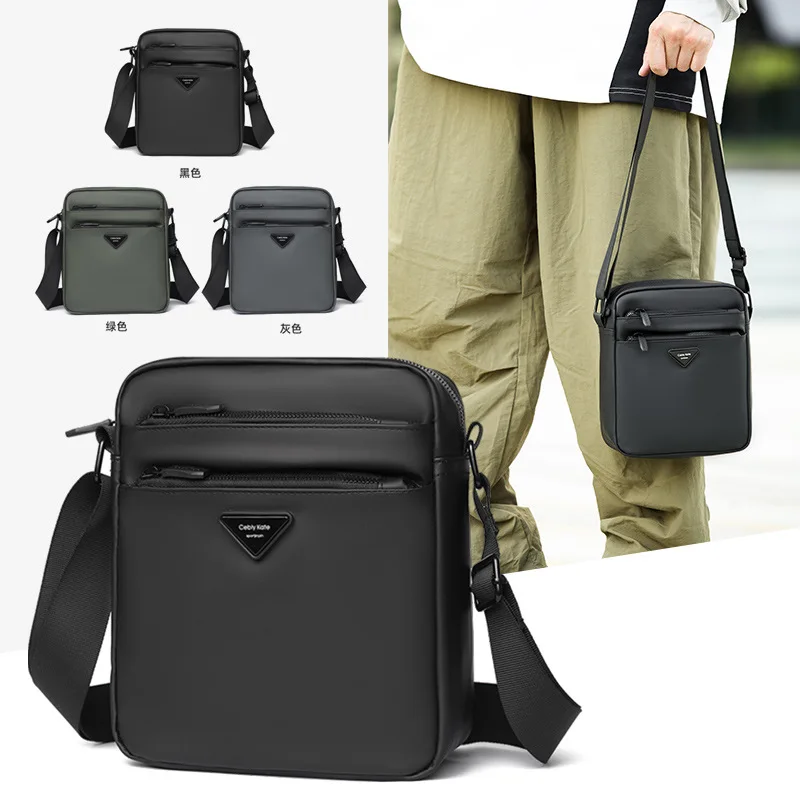 

Vertical square single-shoulder bag, water-resistant leather film, multi-pocket crossbody bag, versatile backpack for commuting