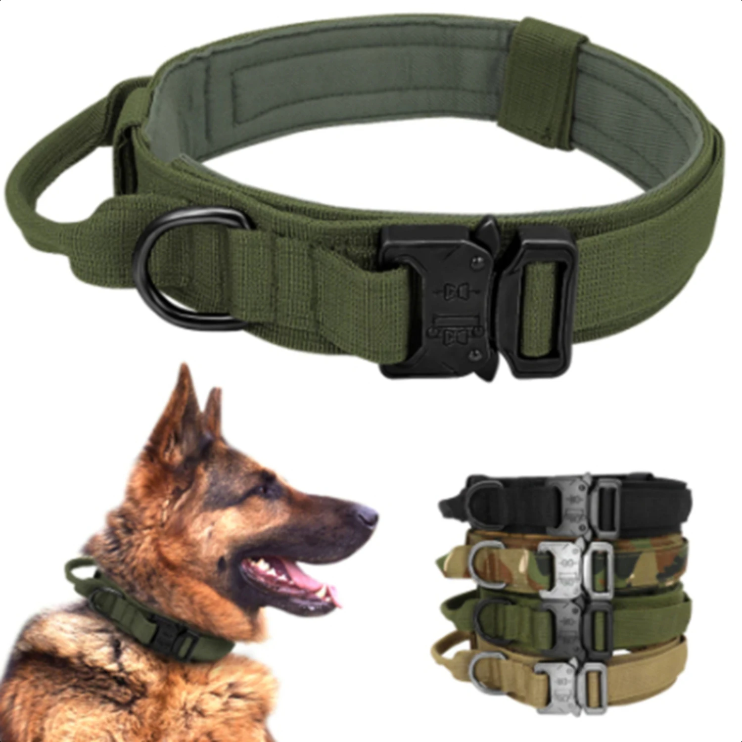 High-Quality, Durable German Military Tactical Dog Collar - Reliable Control Handle for Medium to Large Dogs - Command and Conqu