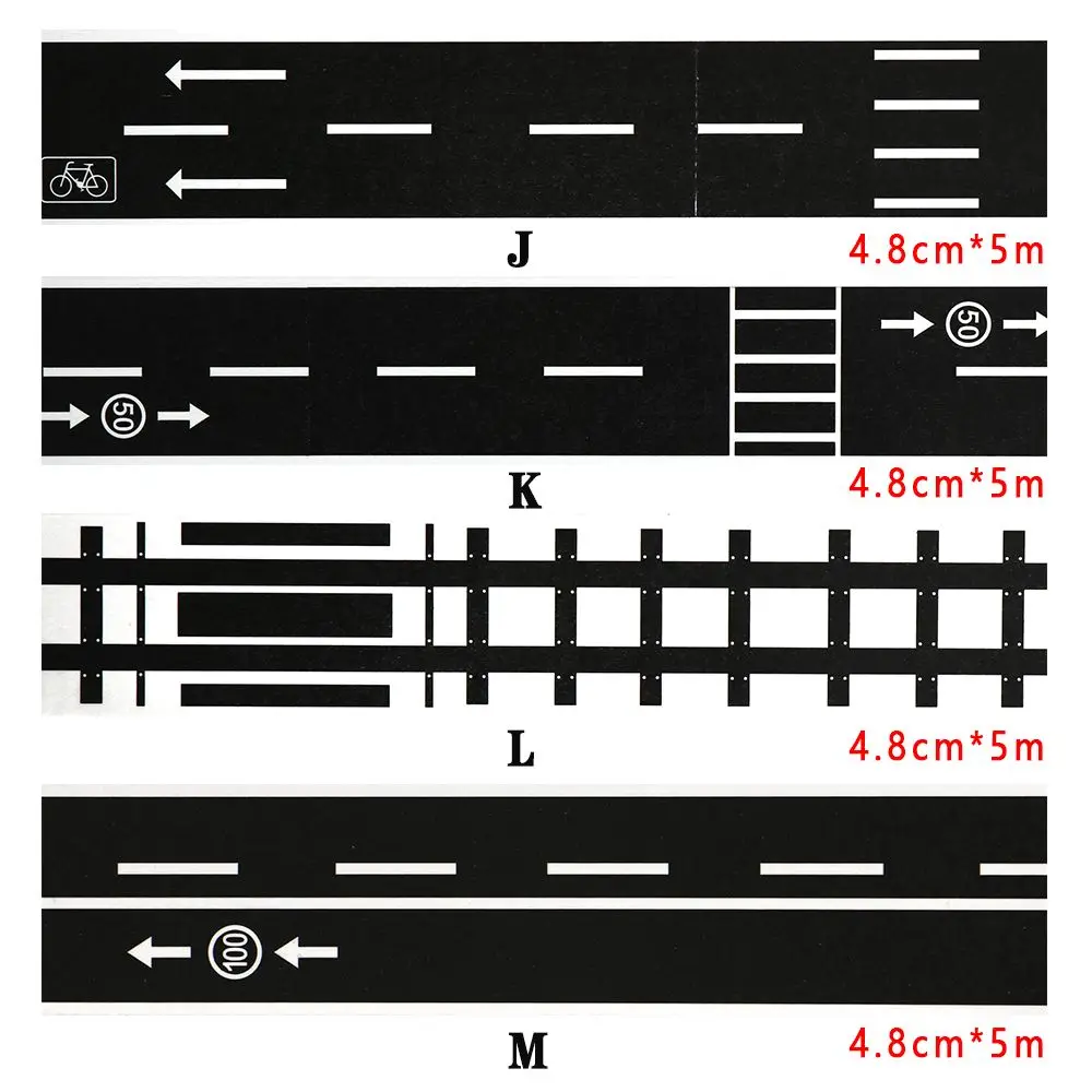 Autocollant de signalisation routière pour enfants, bande de route ferroviaire, bricolage, étude créative, outil de signalisation, apprentissage de la route, marquage de la sécurité, outil d'éducation, 1 pièce, 5 pièces