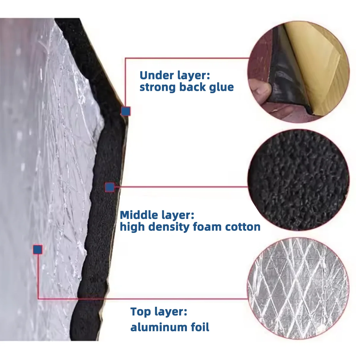 5MM Thick High-Density Automotive Soundproof Cotton Aluminum Foil Heat Insulation Sound Deadener Pad