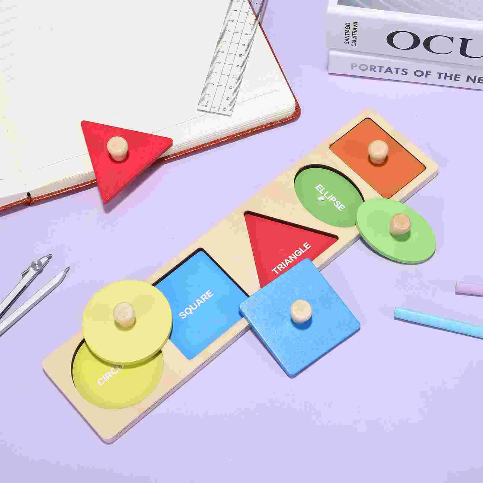 Montessori Early Education Hand Holding Board Educational Shape Puzzle Children's Toys Boards Wooden Puzzles Geometric Peg