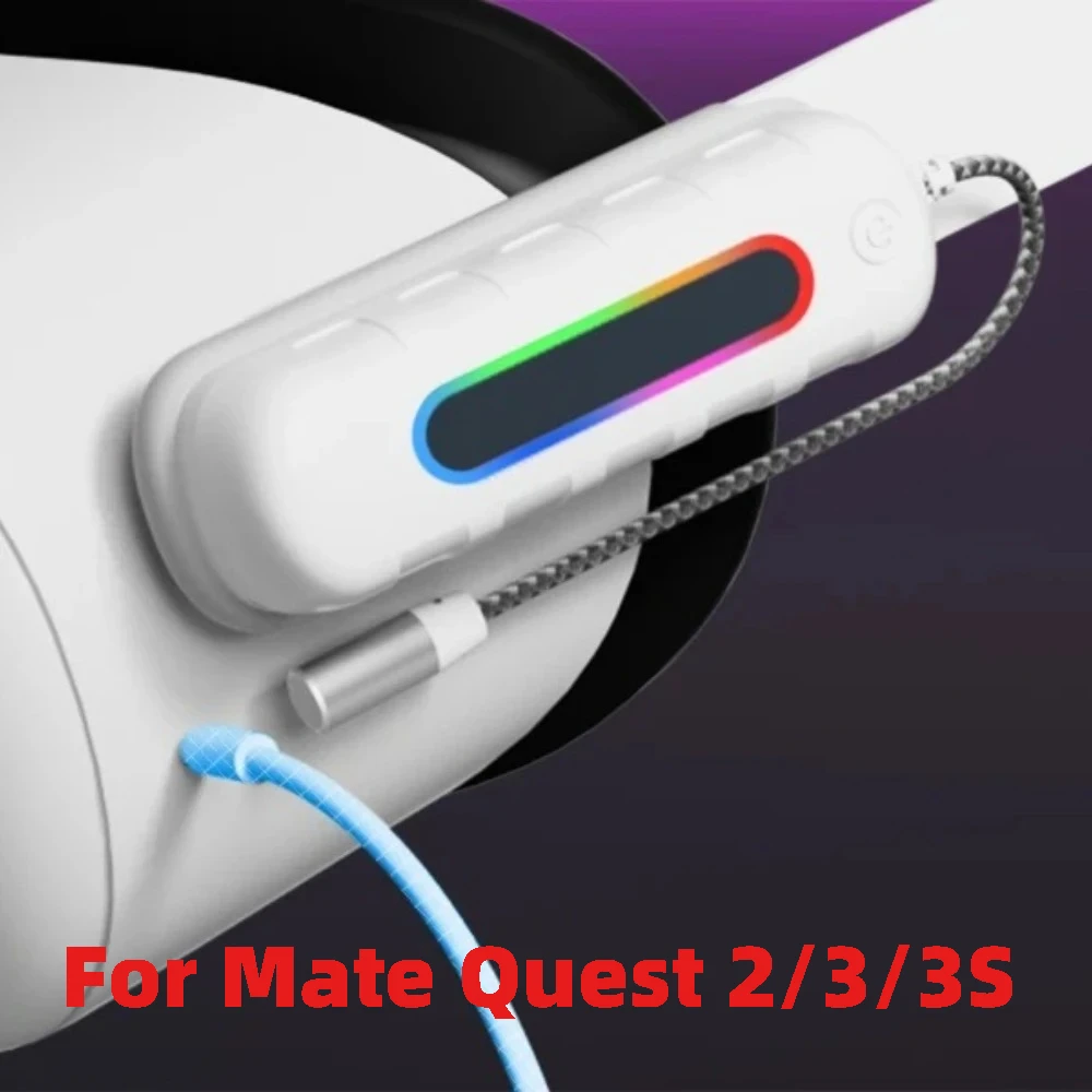 For Meta Quest 2/3/3s Fast Charging Battery Pack 5000mAh 18W Extended Power bank RGB Lights for Oculus Quest 2 VR Accessories