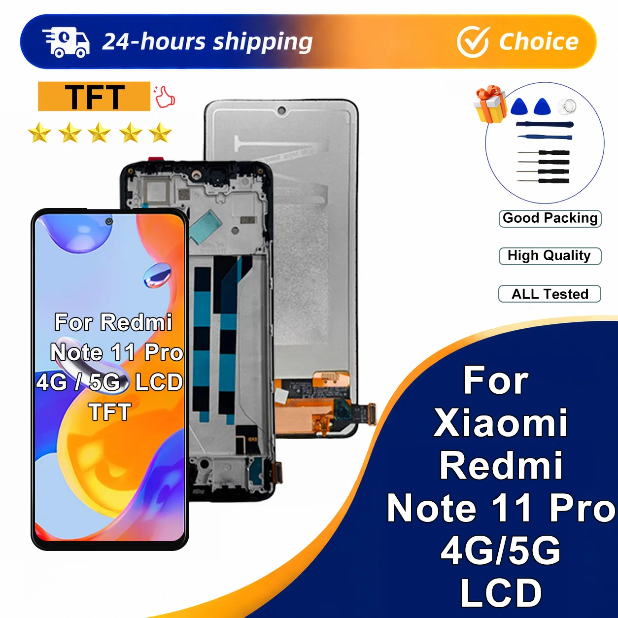 TFT Display For Xiaomi Redmi Note 11 Pro 4G LCD 3D Touch Screen Digitizer Assembly For Redmi Note 11 Pro 5G Display Repair Parts