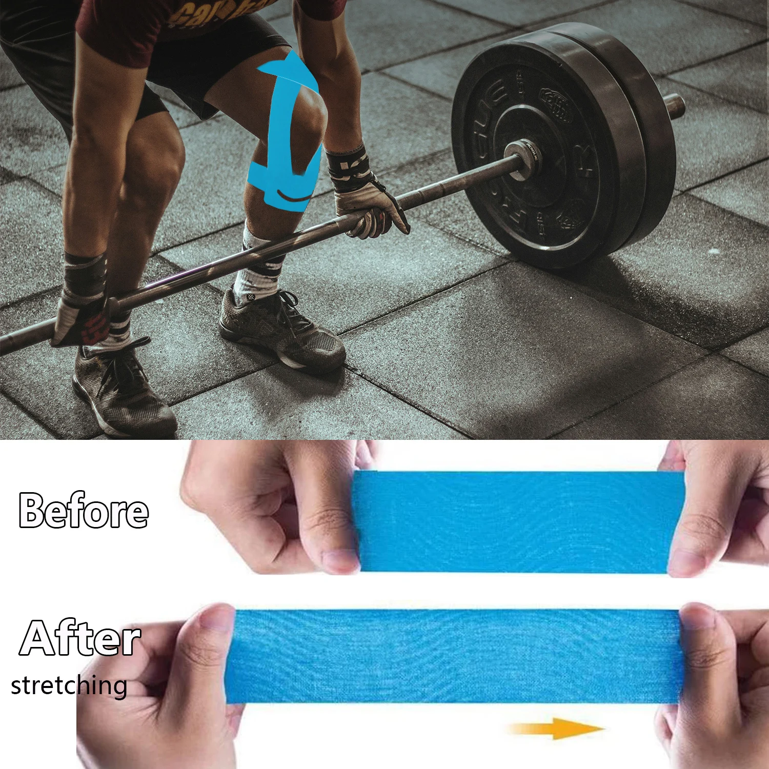 6/12 قطعة شريط علم الحركة مسبق القطع للركبتين مرونة الركبة دعم الاستقرار لتخفيف الآلام الرياضة مقاوم للماء تنفس شريط رياضي