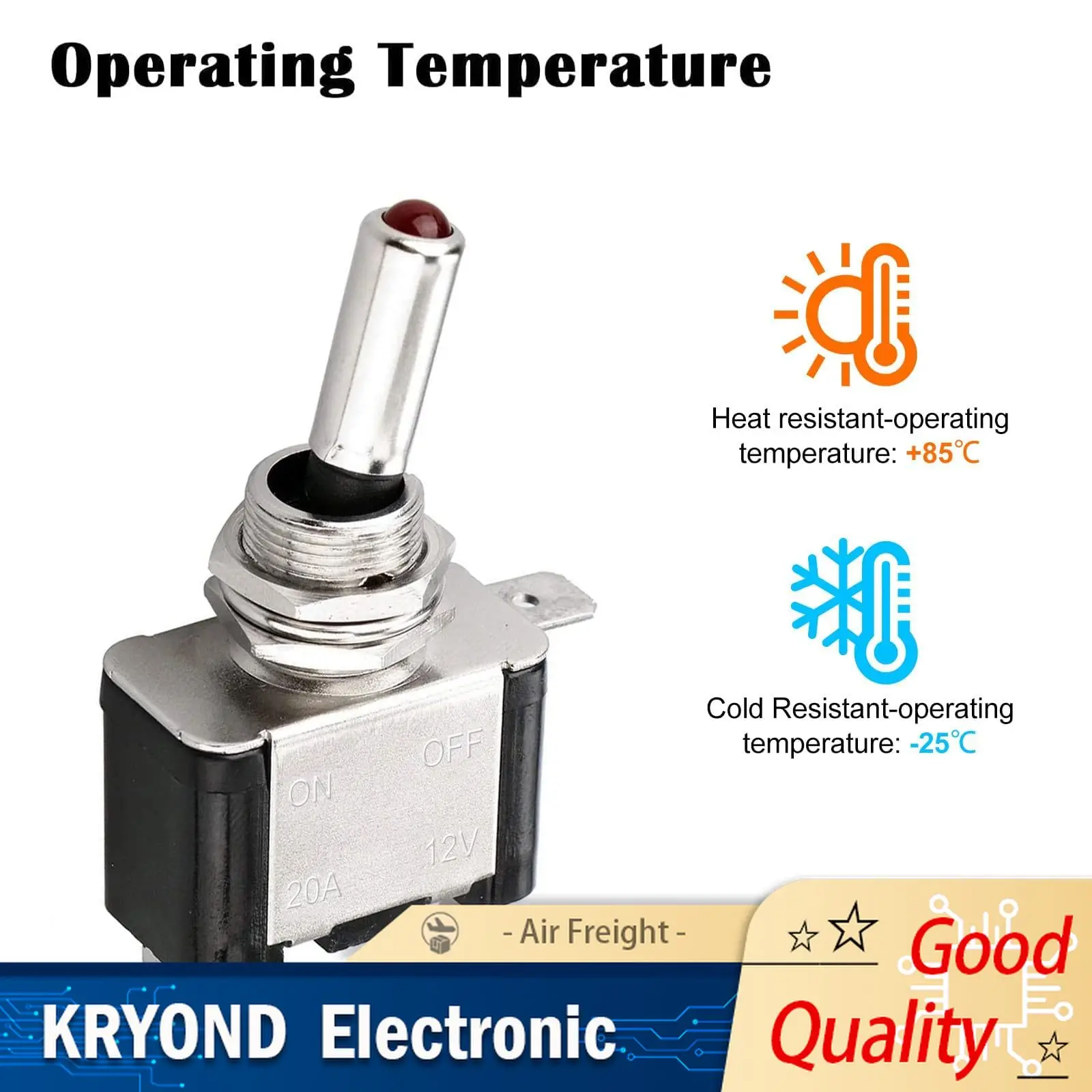 1PCS 12V LED Multi-color Lighting Toggle Switch with Safety Cover Protection 3-pin Joystick Heavy-duty 20 AMP