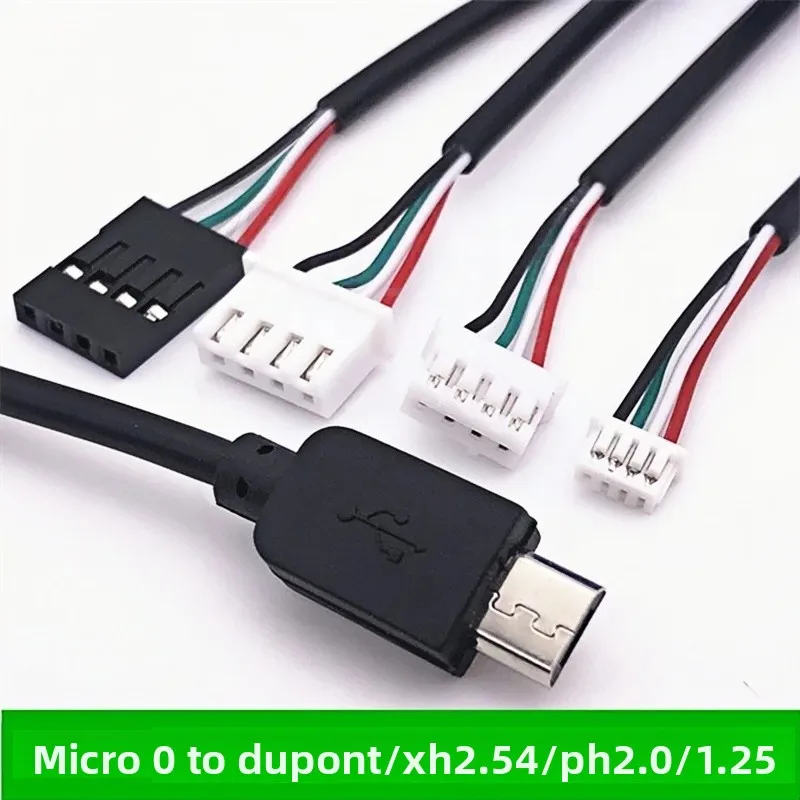 1Pcs MICRO USB Data Line To JST 1.25/PH2.0/XH2.54-4Pin/DuPont 4P Android Touch Screen Terminal Line 300mm Length