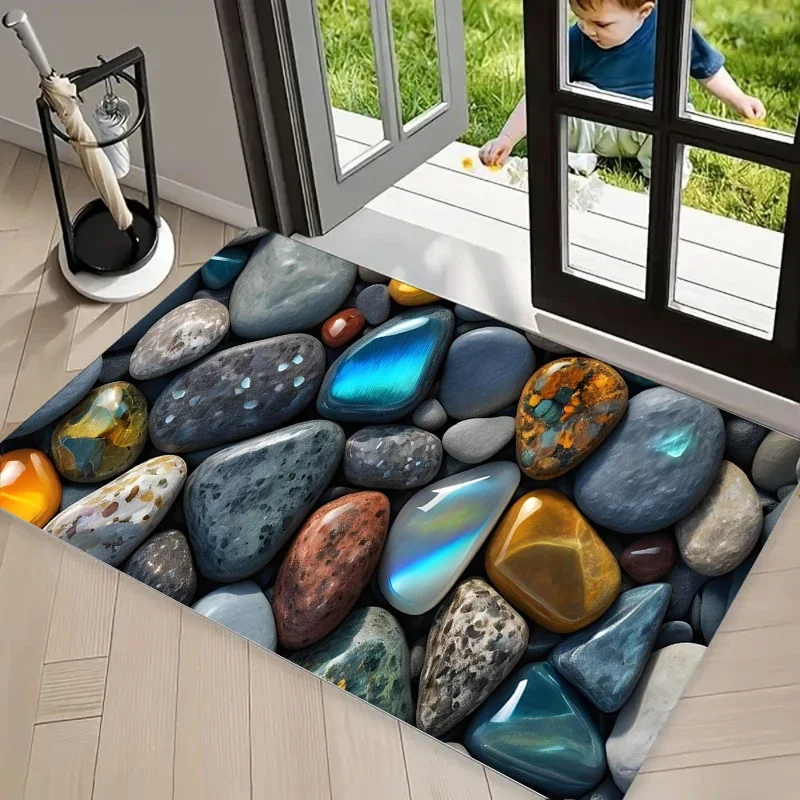 River Stone Carpet Mat Rug Home Decoration Living Room Entrance Floor Decor Garden Pathway Non Slip Rugs Welcome Mat