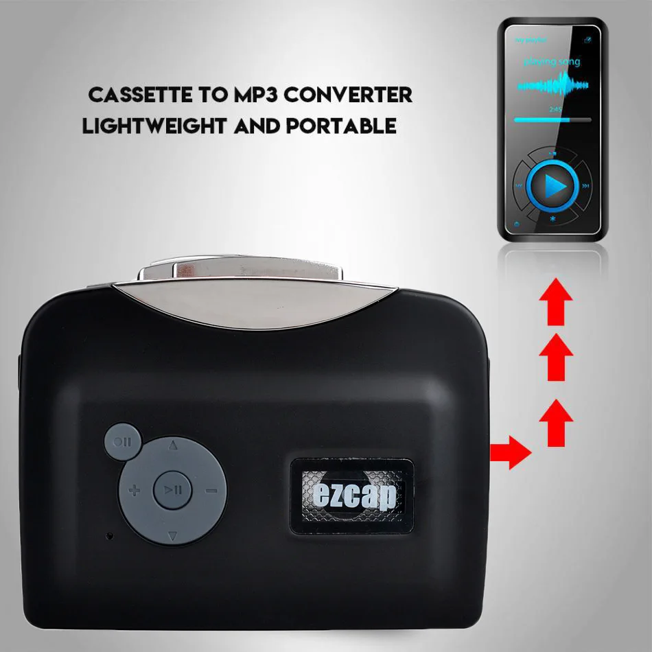 Ezcap230 USB Cassette Tape Player Converter Walkman Convert to MP3 into USB Flash Drive Adapter Music Player No Need Driver& PC