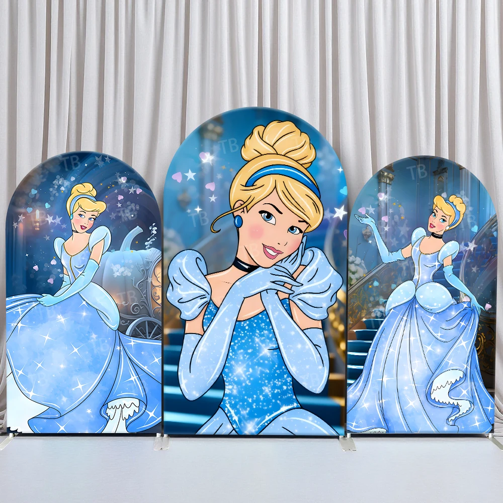 

TB Disney Princess Cinderella Arch Backdrop Cover for Baby Shower Girl Birthday Party Decor Photo Background Prop Elastic Fabric