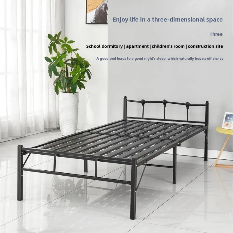 Modern simple two-fold bed, office lunch break metal folding bed, single escort bed