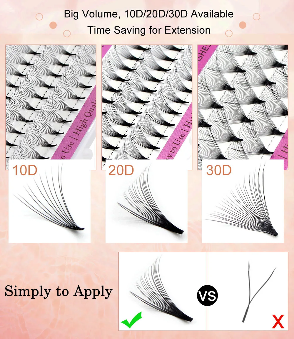 Professional 30D Pre Faned Eyelashes Extensions Pointed Pre-made Fans Lashes Beauty Saloon Makeup Tool Supplies