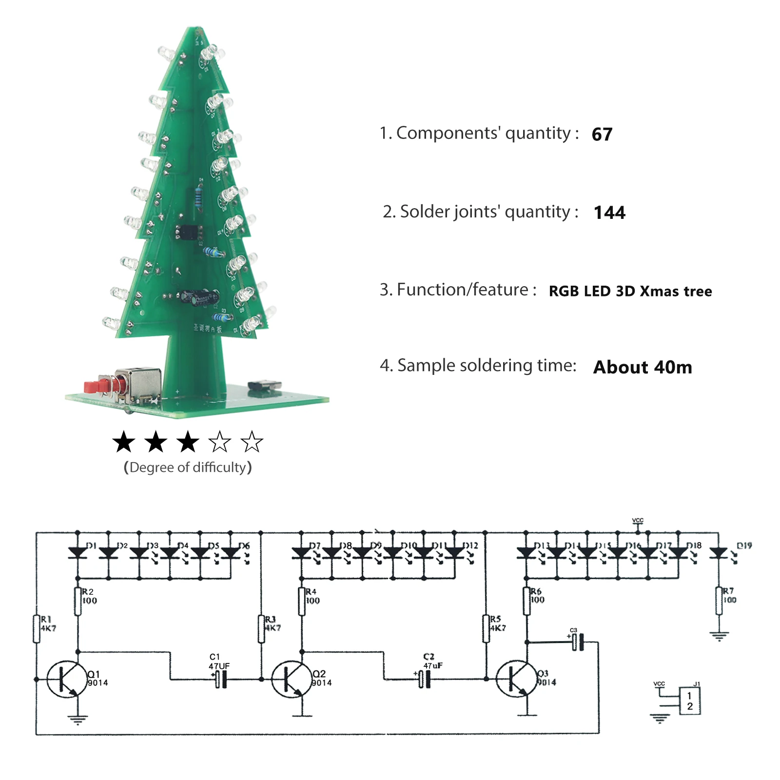 Color Christmas Tree, Accessories Kit LED Lights, Flash Tree Module, Electronic DIY Production