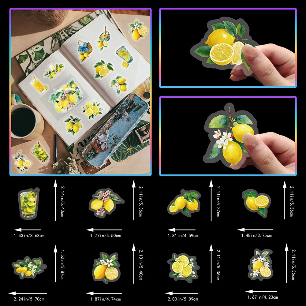 

112pcs Lemon Themed Decorative Stickers PET Transparent Waterproof Decals for Bathroom Wall Mirror Laptop Home DIY Decoration