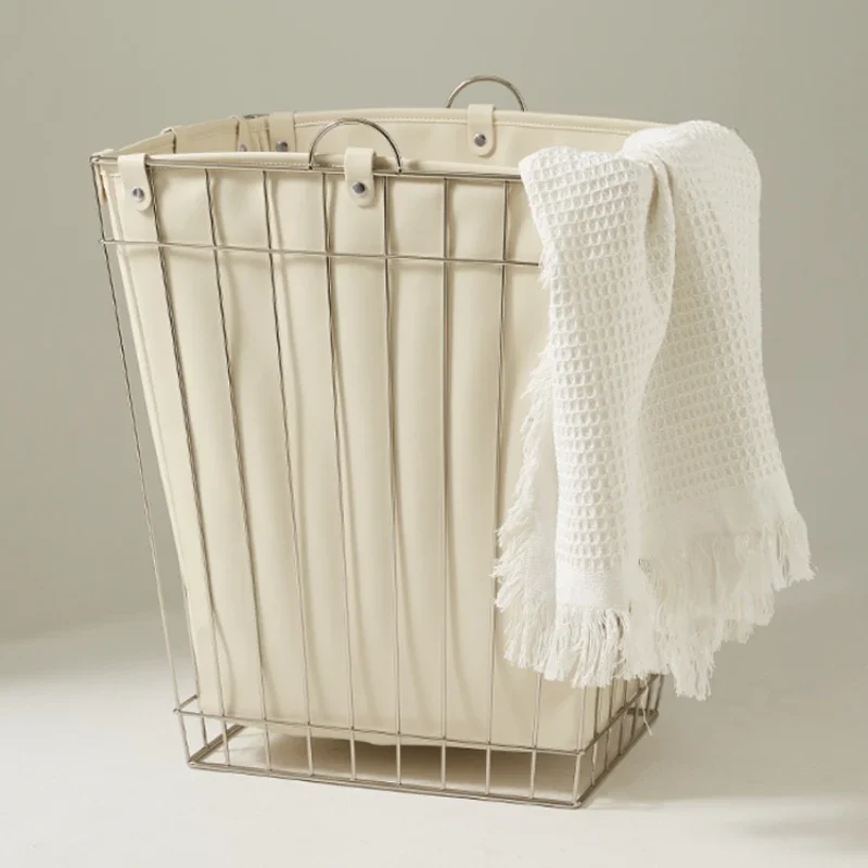 Light Luxury Laundry Basket Simple Leather Organizer Basket Separation Design Clothes Basket Practical and Versatile Storage Toy