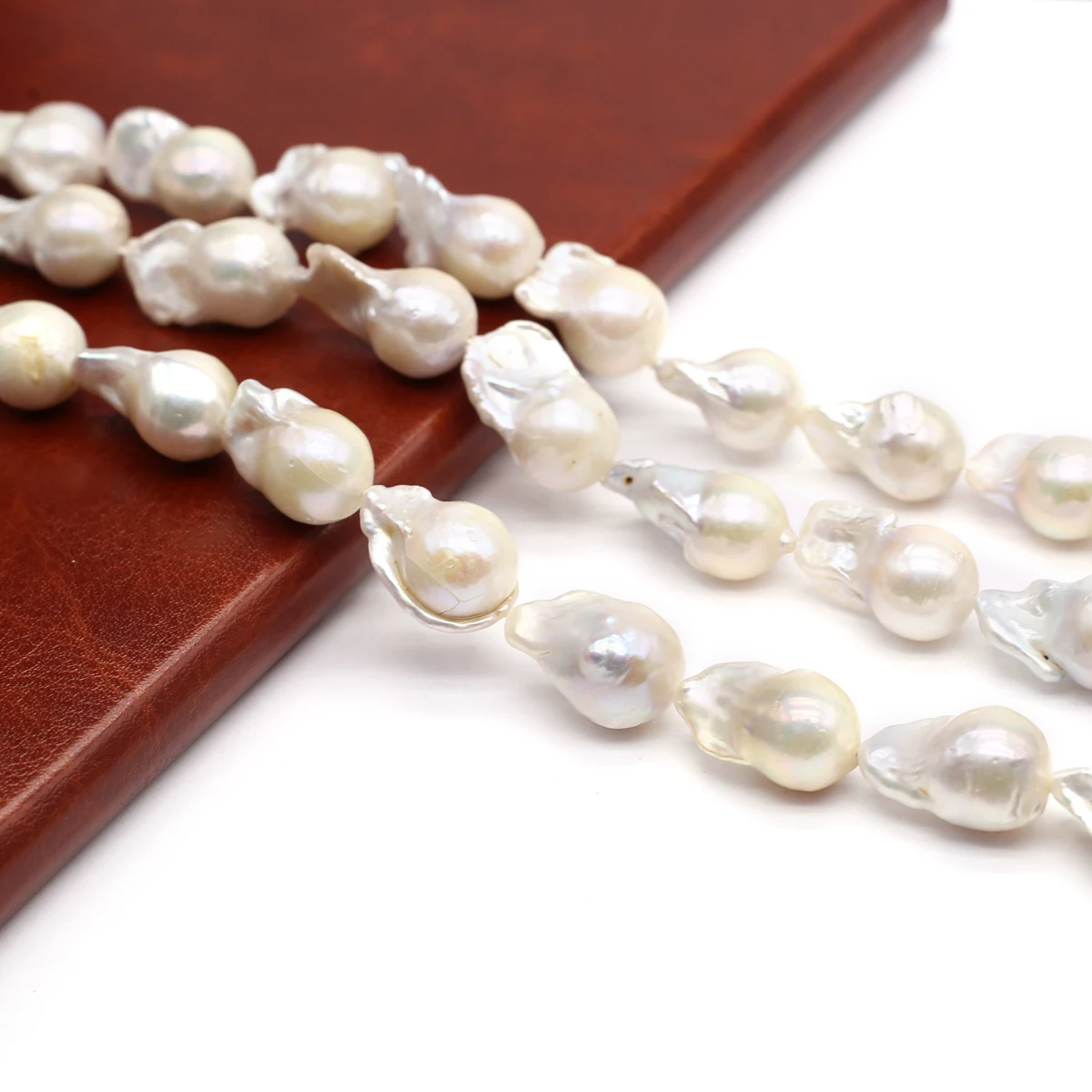 Natural Baroque Beads Fish Tail White Hole White Pearls Loose Spacer Beaded for Making DIY Necklace Bracelets Earrings 15''