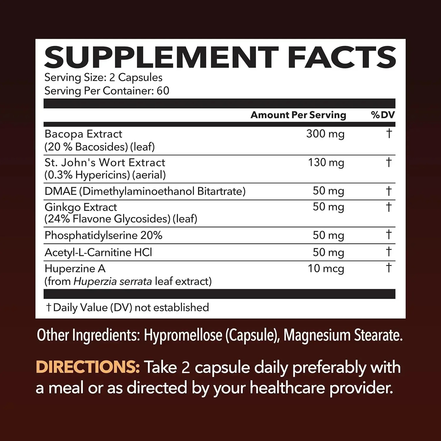 Suplemen Otak - Meningkatkan Daya Ingat, Fokus & Kejernihan, Mendukung Fungsi Kognitif, untuk Suplemen Kesehatan Otak